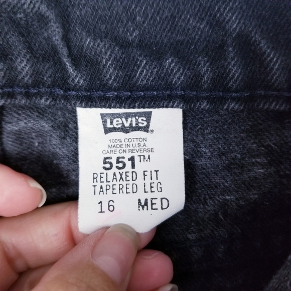Levi's 551 Vintage Relaxed Fit Tapered Leg Black Jeans Made in USA size 16 Med - Picture 9 of 9